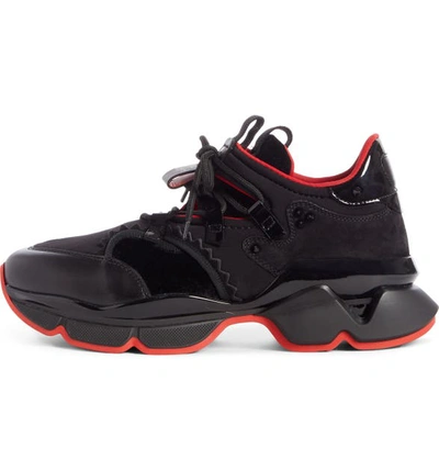 Shop Christian Louboutin Red Runner Sneaker In Black/ Black