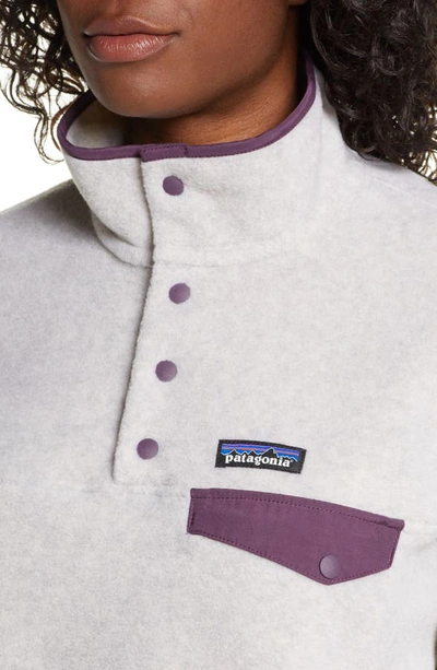 Shop Patagonia Synchilla Snap-t Recycled Fleece Pullover In Oatmeal Heather W/ Deep Plum