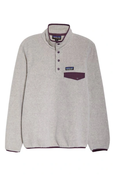 Shop Patagonia Synchilla Snap-t Recycled Fleece Pullover In Oatmeal Heather W/ Deep Plum