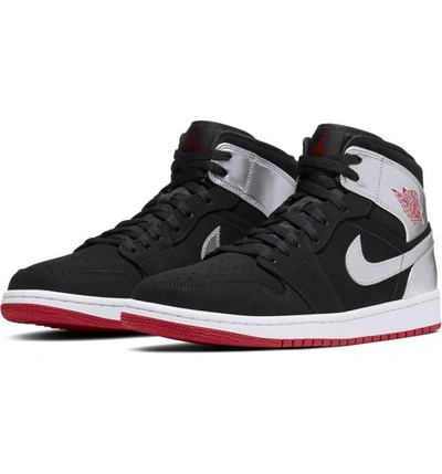 Shop Nike 1 Mid Sneaker In Black/ Gym Red/ Silver
