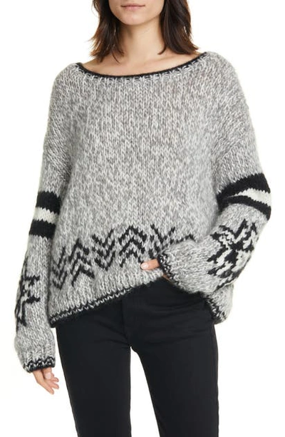 Shop Line Mikaela Intarsia Wool Blend Sweater In Flint