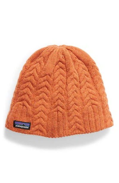 Shop Patagonia Cable Beanie In Sns Sunset Orange