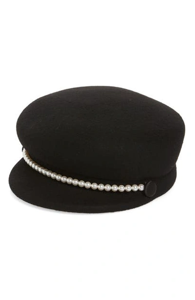 Shop Eugenia Kim Embellished Felted Wool Cap In Black