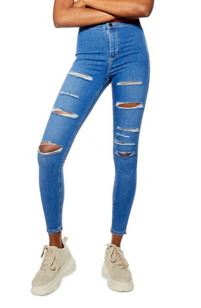 Shop Topshop Joni Super Rip Jeans In Mid Denim