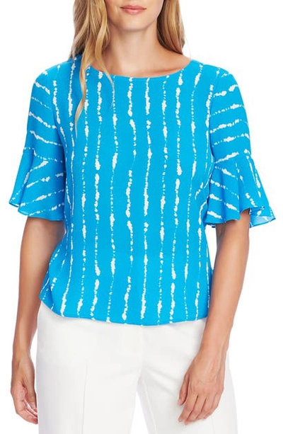 Shop Vince Camuto Stripe Flutter Sleeve Top In Lagoon