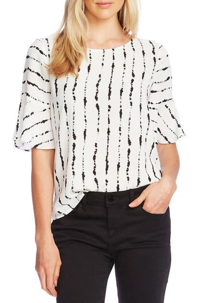 Shop Vince Camuto Stripe Flutter Sleeve Top In Pearl Ivory