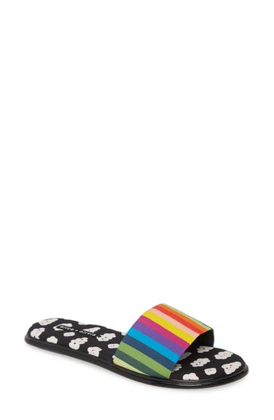 Shop Alice And Olivia X Friends With You Taleen Slide Sandal In Rainbow Stripe/ Clouds