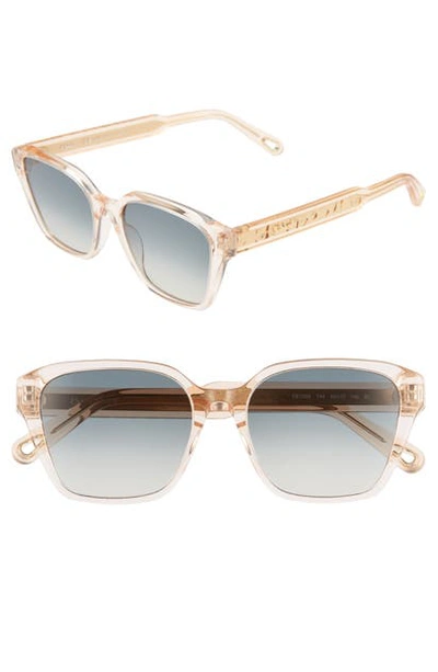 Shop Chloé Willow 52mm Square Sunglasses In Peach/ Blue