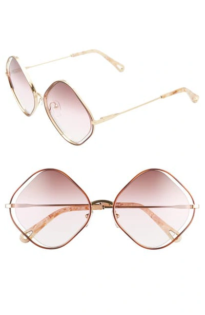 Shop Chloé Poppy 57mm Diamond Sunglasses In Havana/ Brown Rose Sand