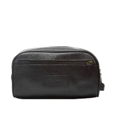 Shop Barbour Leather Washbag In Brown
