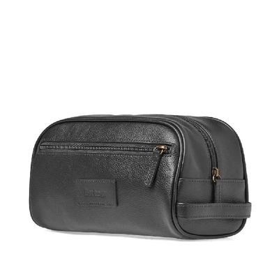 Shop Barbour Leather Washbag In Black