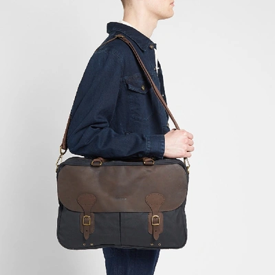 Barbour Waxed Cotton & Leather Briefcase In Blue | ModeSens