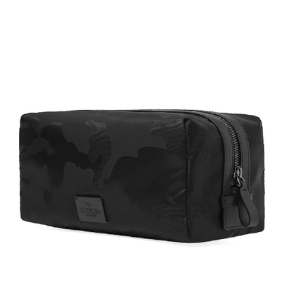 Shop Valentino Jacquard Camo Large Wash Bag In Black