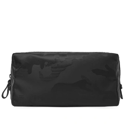 Shop Valentino Jacquard Camo Large Wash Bag In Black