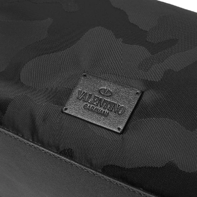 Shop Valentino Jacquard Camo Large Wash Bag In Black
