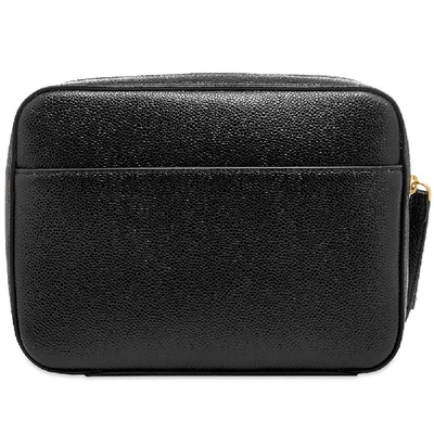 Shop Thom Browne Leather Pouch Bag With Strap In Black