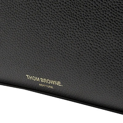 Shop Thom Browne Leather Pouch Bag With Strap In Black