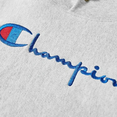Shop Champion Reverse Weave Women's Script Logo Hoody In Grey