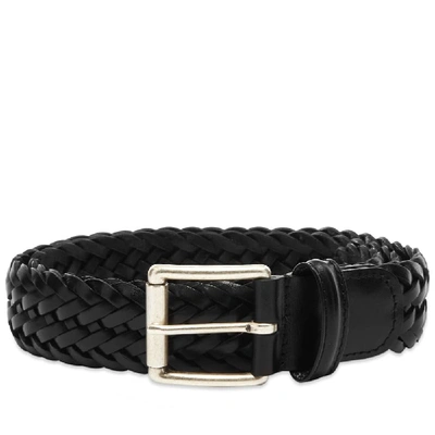 Shop Anderson's Woven Leather Belt In Black