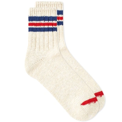 Shop Anonymous Ism 3 Line Slub Sock In White