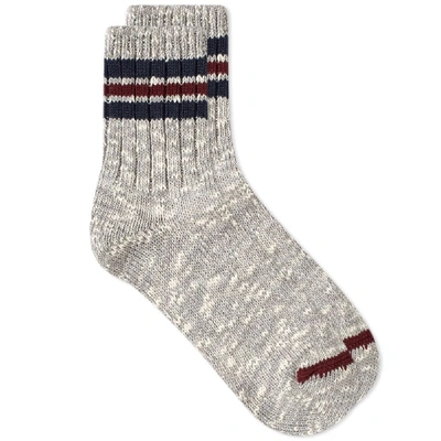 Shop Anonymous Ism 3 Line Slub Sock In Grey