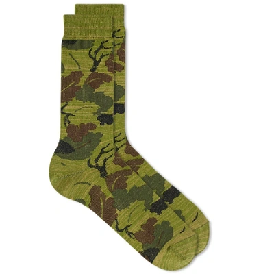 Shop Anonymous Ism Camo Crew Sock In Green