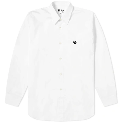 Shop Comme Des Garçons Play Comme Des Garcons Play Little Black Heart Basic Shirt In White