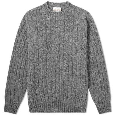 Shop Jamiesons Of Shetland Jamieson's Of Shetland Cable Crew Knit In Grey