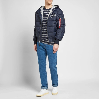 Shop Alpha Industries Apollo 11 Hooded Puffer Jacket In Blue