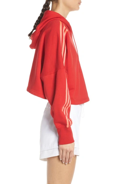Shop Adidas Originals Crop Hoodie In Scarlet