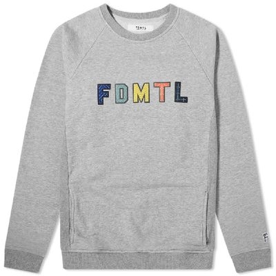 Shop Fdmtl Sashiko Logo Crew Sweat In Grey