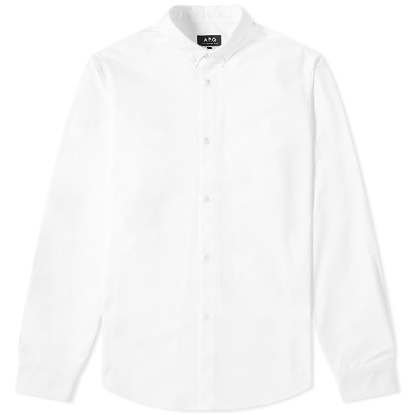A.p.c. Button Down Oxford Shirt In White | ModeSens
