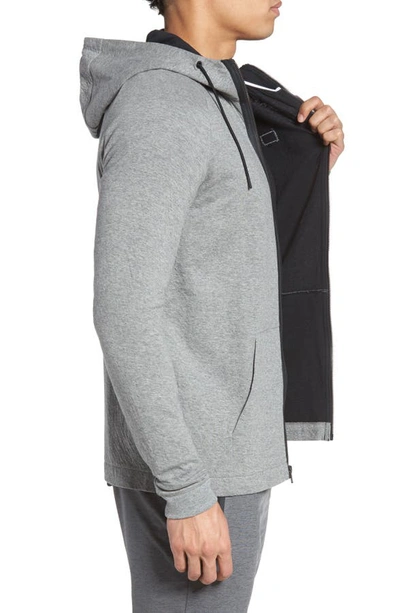 Shop Nike Tech Regular Fit Fleece Hoodie In Carbon Heather/black