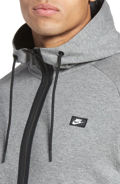 Shop Nike Tech Regular Fit Fleece Hoodie In Carbon Heather/black