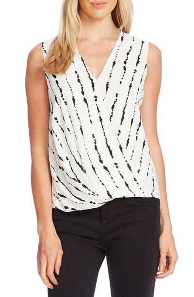 Shop Vince Camuto Stripe Impressions Faux Wrap Top In Pearl Ivory