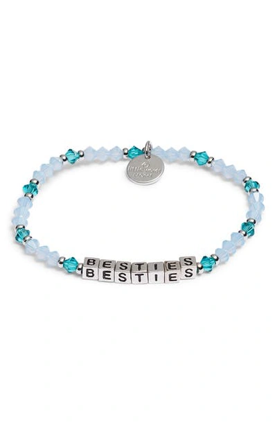 Shop Little Words Project Besties Beaded Stretch Bracelet In Blue/ Silver