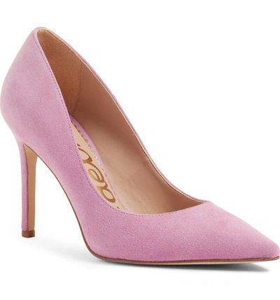 Shop Sam Edelman Hazel Pointy Toe Pump In Fiji Pink Suede