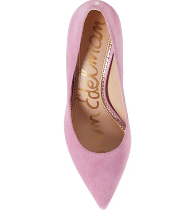 Shop Sam Edelman Hazel Pointy Toe Pump In Fiji Pink Suede