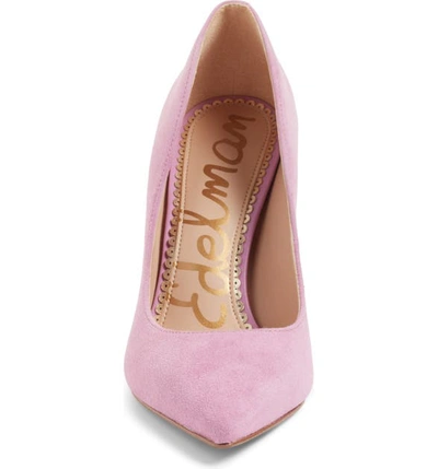 Shop Sam Edelman Hazel Pointy Toe Pump In Fiji Pink Suede