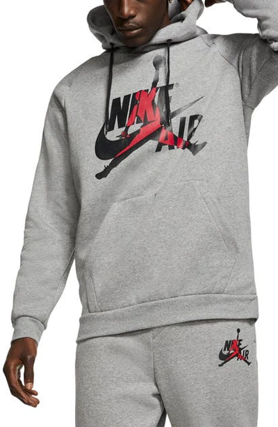 Shop Jordan Jumpman Classics Hooded Sweatshirt In Carbon Heather/ Black