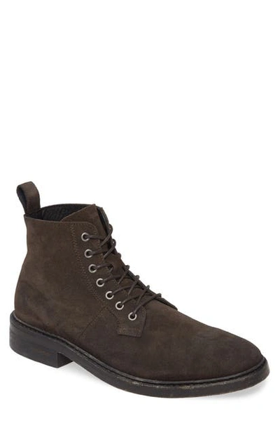 Shop Allsaints Mid Plain Toe Boot In Charcoal Grey Suede