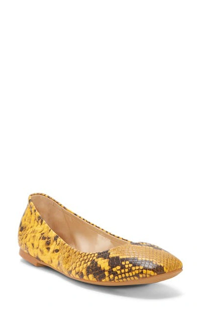Shop Vince Camuto Brindin Flat In Golden Mustard Leather