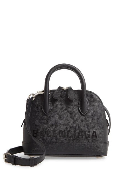 Shop Balenciaga Extra Extra Small Ville Logo Calfskin Satchel In Black