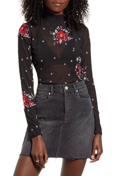 Shop Minkpink Empower Embroidered Mesh Long Sleeve Top In Multi