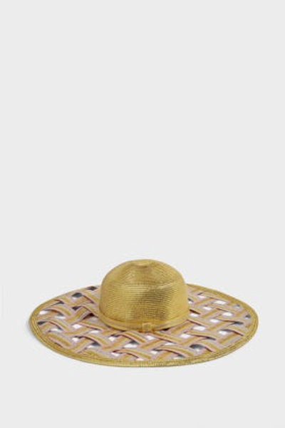 Shop Missoni Woven Beach Hat In Pink, Gold And Silver