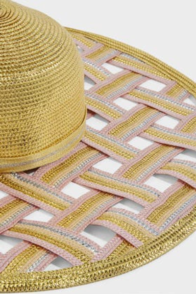 Shop Missoni Woven Beach Hat In Pink, Gold And Silver