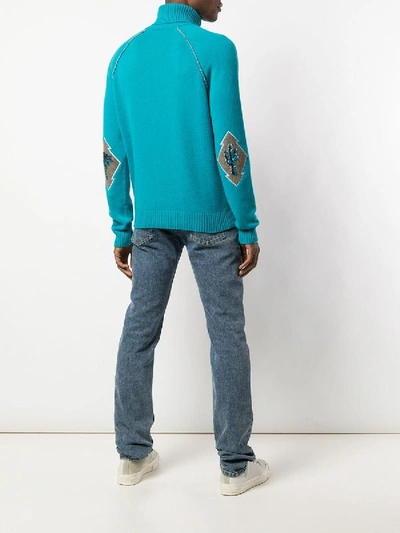Shop Alanui Cactus Elbow Patch Cashmere Sweater