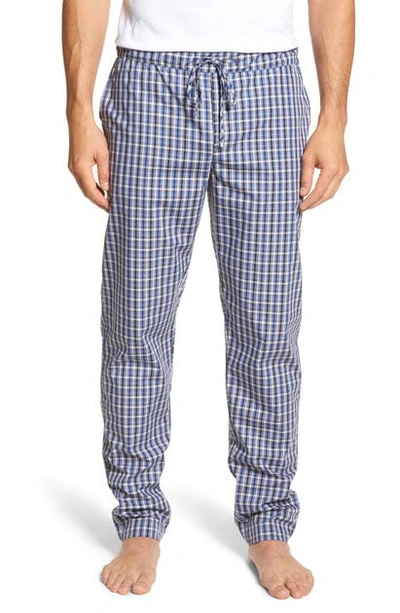Shop Hanro Night & Day Woven Pajama Pants In Blue Check