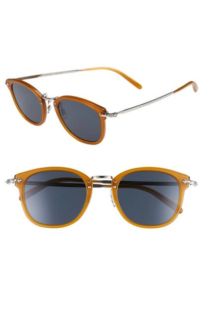 Shop Oliver Peoples 49mm Round Sunglasses In Amber