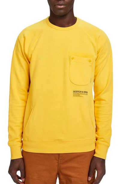 Shop Scotch & Soda Pocket Crewneck Sweatshirt In Barn Yellow